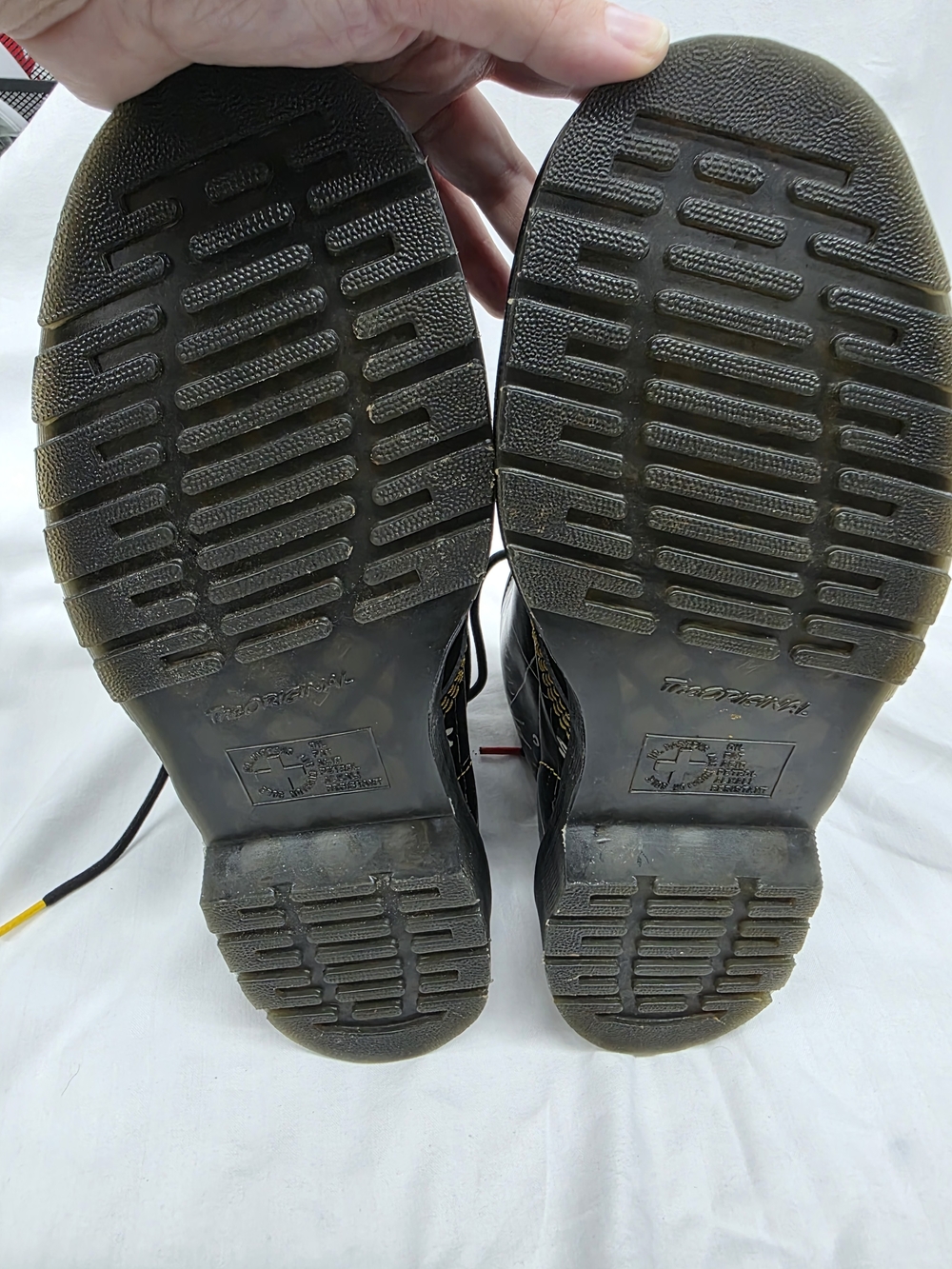 Dr. Martens Black Graffiti Lace-Up Boots with Yellow Stitching - Picture 8 of 8